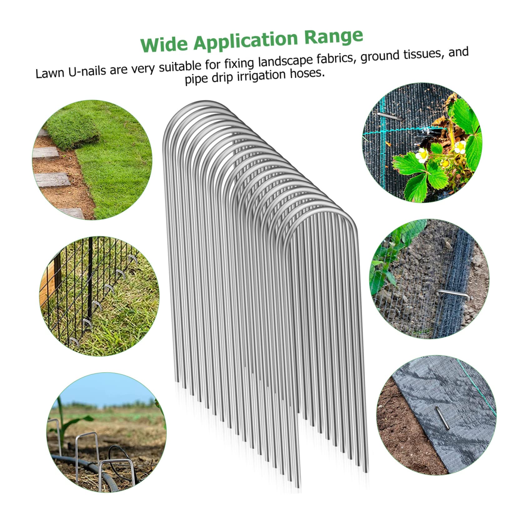 POPETPOP 100pezzi Picchetti da Terra per Giardino Forma di u Chiodi per Rete Picchetti da Prato Resistenti alla Ruggine Graffette per Ancoraggio Teli e Tubi Irrigazione