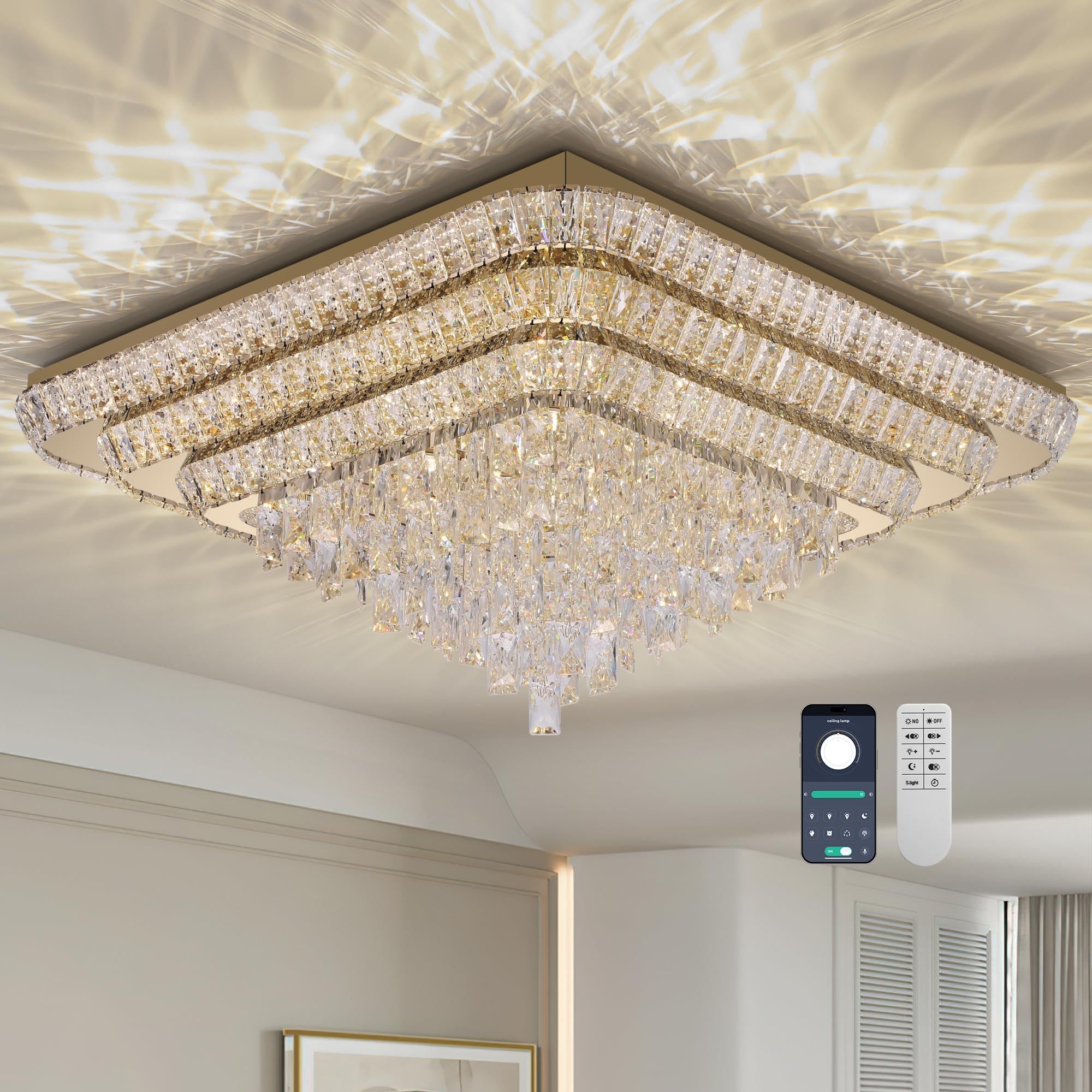 Photo 1 of *Minor damage* COCOSTAR Crystal Chandeliers Modern Led Ceiling Light Flush Mount Fixture