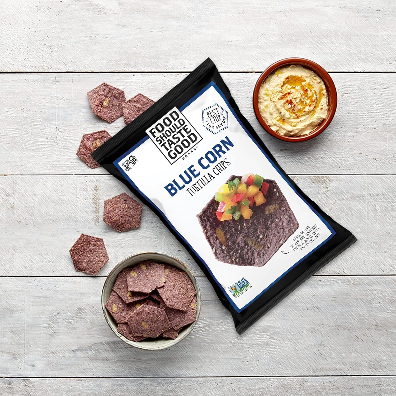 Food Should Taste Good Gluten Free Blue Corn Tortilla Chips 5.5 oz. (Pack of 12)