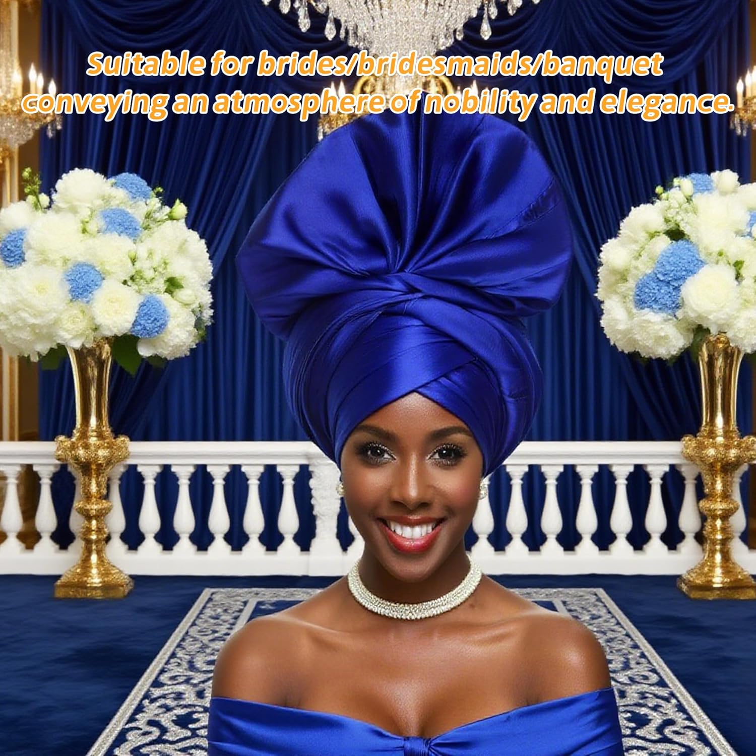 African Headwrap – Automatic Gele Pre-Tied Headscarf, Ready-to-Wear Nigerian Headpiece for Women’s Wedding & Party - Image 4