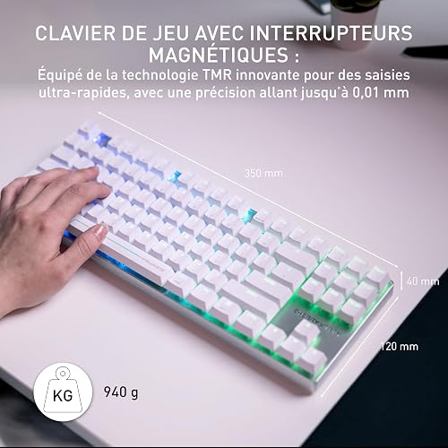 Cherry XTRFY MX 8.2 Pro TMR Wireless, TKL Magnetic/Mechanical Gaming Keyboard, French Layout (AZERTY), MK Crystal Hot Swappable Switches, White - 2