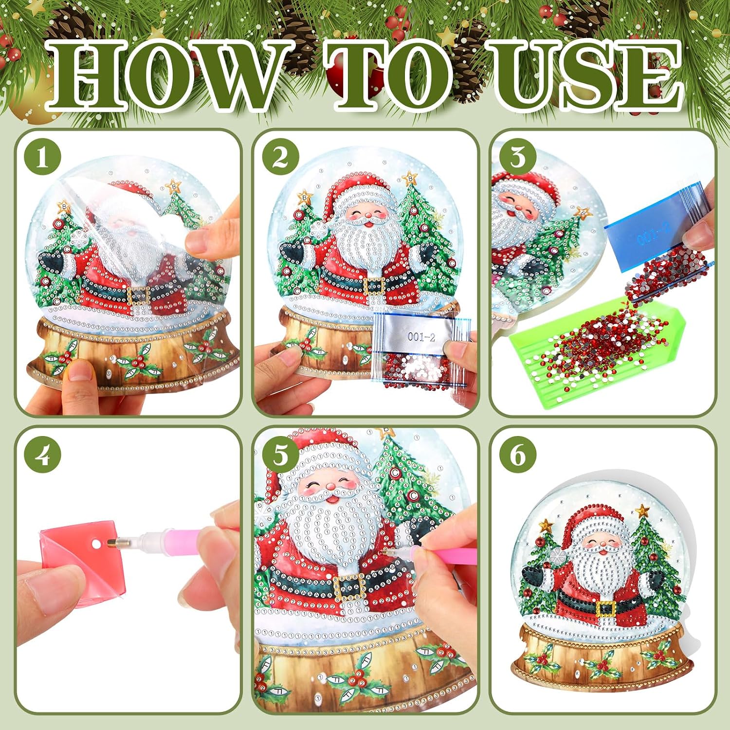Fullhawl 30 Pcs DIY Diamond Art Christmas Cards Kit, 30 Unique Style