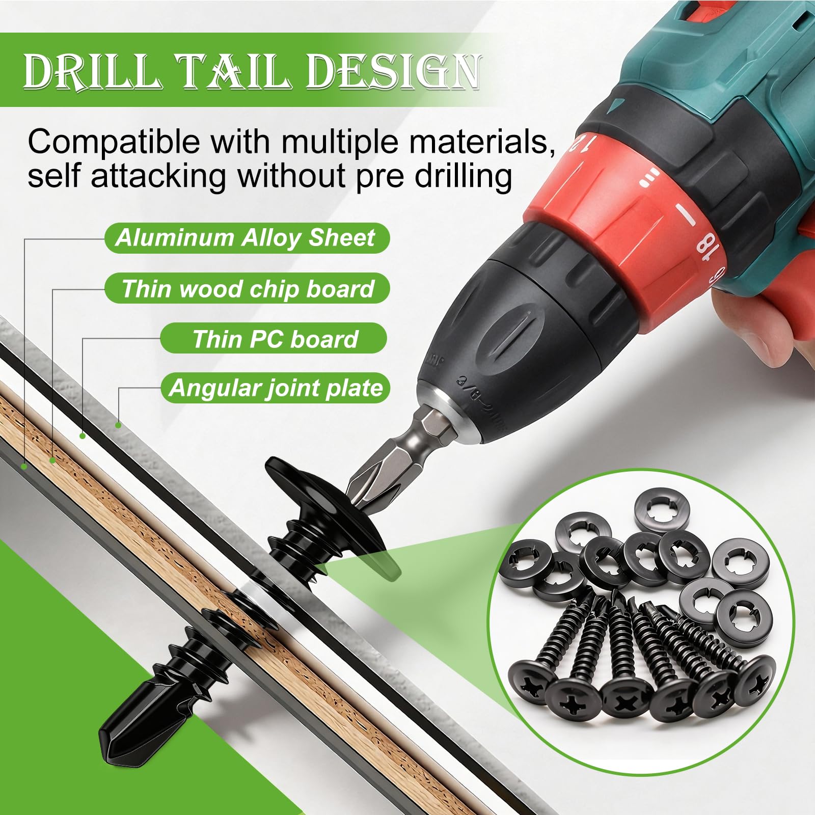 mxuteuk 1170 viti autofilettanti per metallo, viti autofilettanti in acciaio inossidabile 410, viti autofilettanti a testa esagonale e testa esagonale da 1/2 "a 1-1/4", viti autofilettanti per