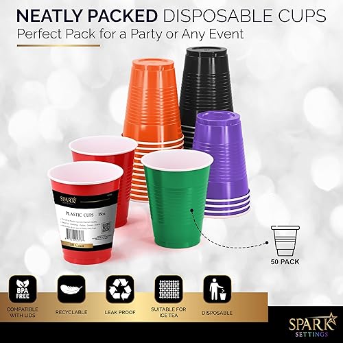 Miniatura 4 de Vasos de plástico desechables, vasos de plástico de varios colores, vasos de plástico de 18 onzas, vasos desechables fuertes y resistentes para