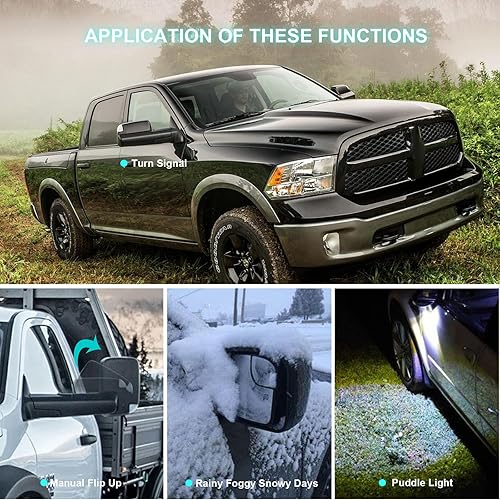 Miniatura 3 de SCITOO Espejos de remolque compatibles con Dodge 2019-2022 para Dodge para Ram 1500, espejos de camioneta con calefacción eléctrica, señal de giro