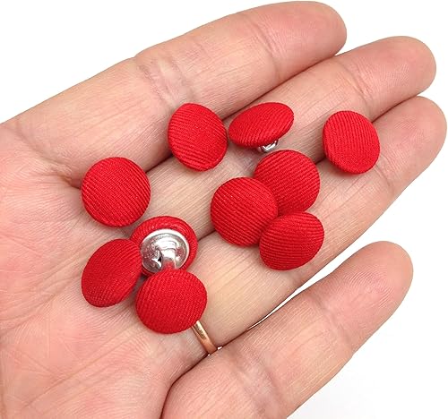 Vista 169 de PEPPERLONELY 10 piezas de tela de 0.394 in cubierta con botones redondos de vástago de metal, azul marino