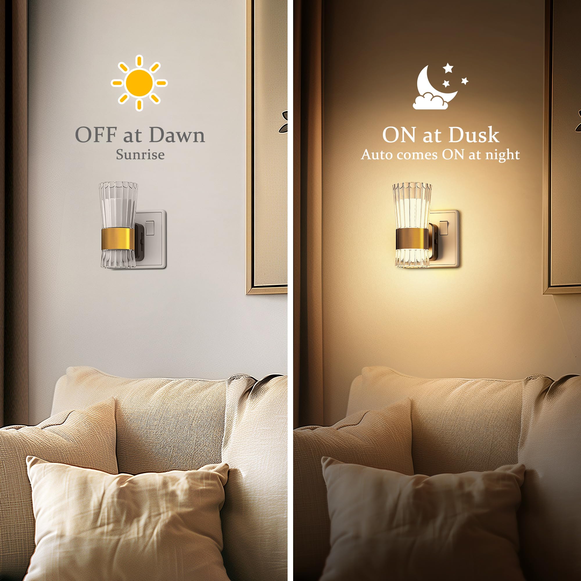 JandCase Night Light Plug in Wall, Dimmable LED Plug in Night Light with Dusk to Dawn Sensor, 0-100LM Adjustable Brightness - Image 4