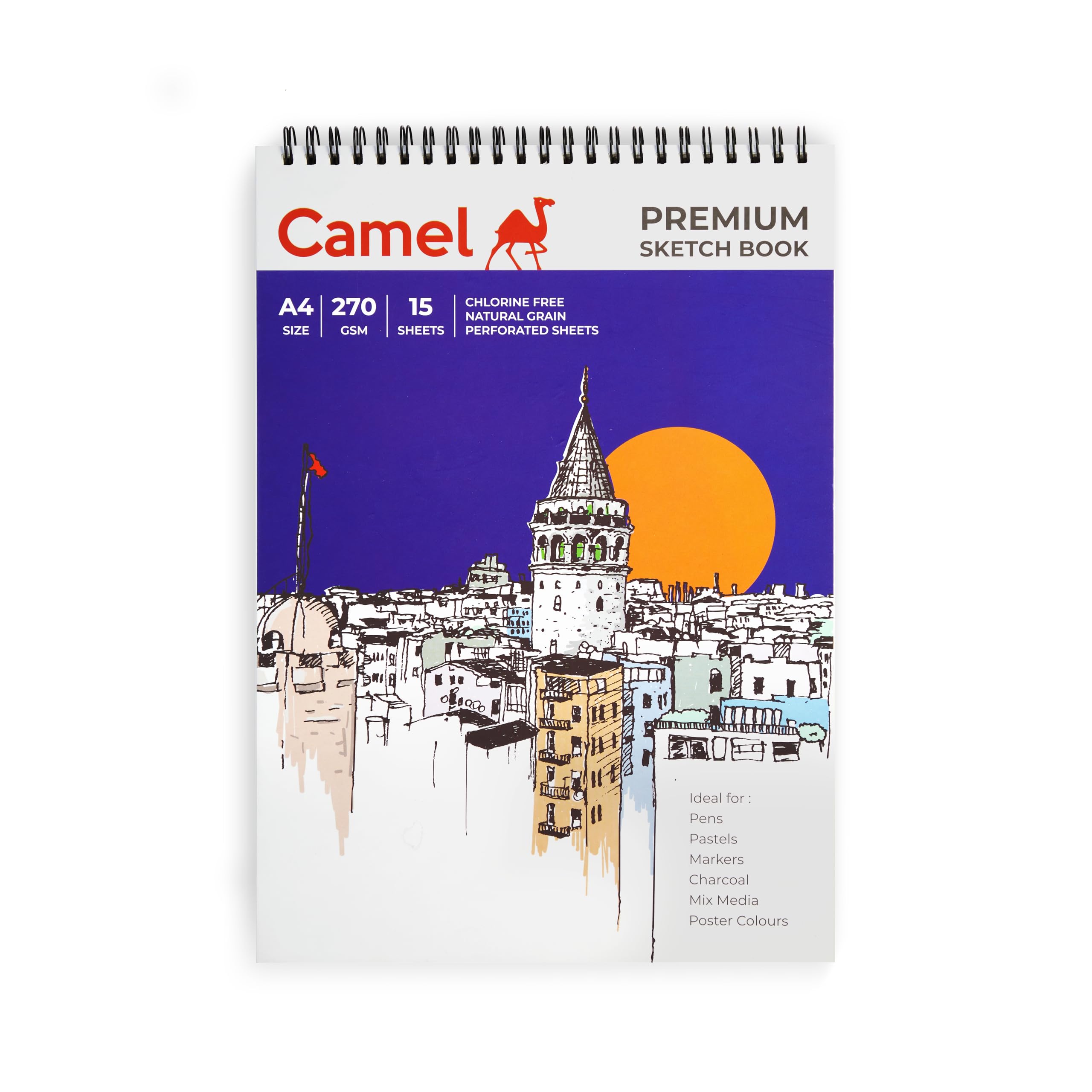Camel Premium A4 Sketch Book 270 GSM, 15 Sheets