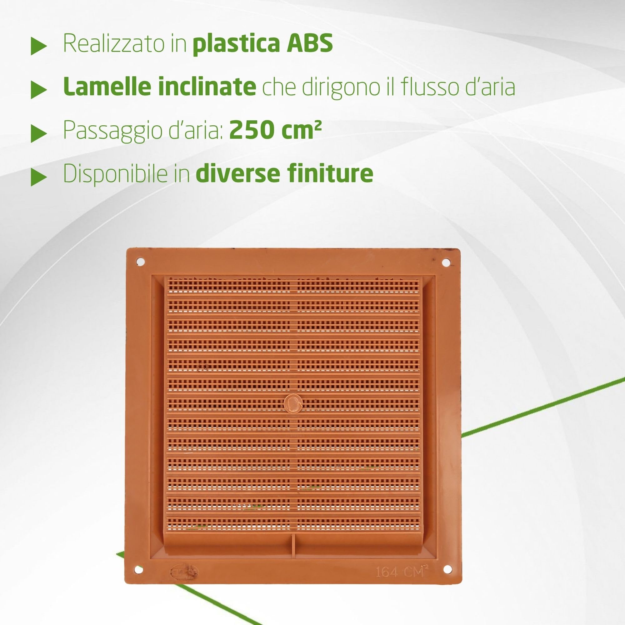Amig - Set di 6 griglie di ventilazione quadrate in plastica con zanzariera - Per cucina e bagno - 200x200 mm - Sapelli