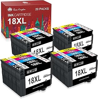 Toner Kingdom 18XL Ink Cartridges Multipack for Epson 18XL 18 XL for Epson XP322 Ink Cartridges Expression Home XP-322 XP-305 XP-312 XP-225 XP-422 XP-215 XP-415 (8 Black 4 Cyan 4 Magenta 4 Yellow)