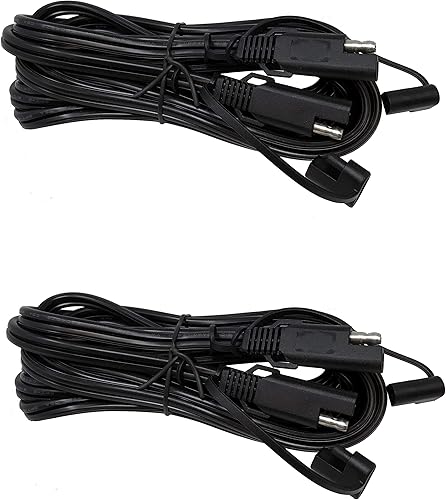 Tetra-Teknica MotoBasics Series SAE-12 12V SAE 2 Pin Cable de extensión de desconexión rápida con cubierta antipolvo, 12 pies, calibre 16, 2 por