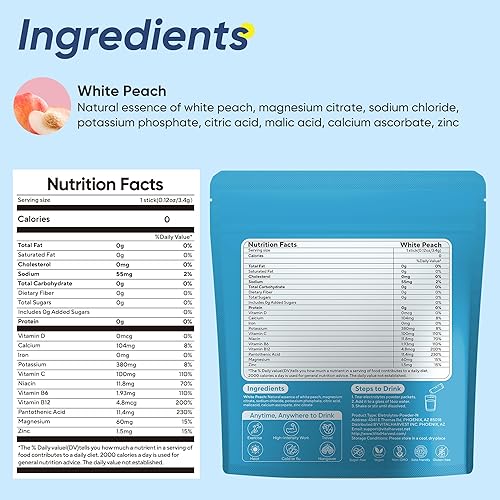 Miniatura 2 de VitalHarvest 36 paquetes de electrolitos en polvo, paquetes de hidratación sin azúcar, líquido de electrolitos, mezcla de bebida diaria IV con