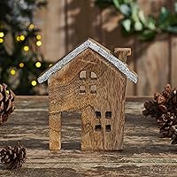 VHC Brands Tropical Wood Wooden Cottage House Figurine - Rustic Cutout 5.75x5.5 Inch Home Decor Accent