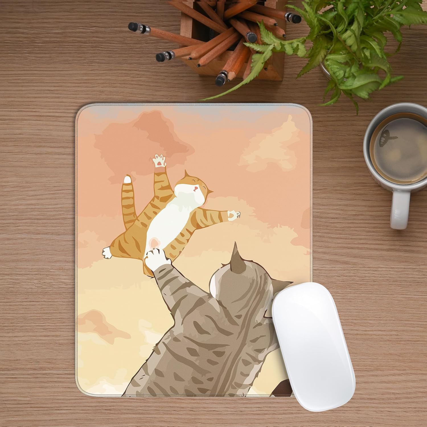 Cute Cat Square Mouse Pad,Orange and Brown Cat Mouse Pads for Wireless Mouse Desk Accessories,10"X8"Travel Mousepad with Non-Slip Rubber Base, Stitched Edge Mouse Pads for Desk,Computers,Laptop,Office - Image 7