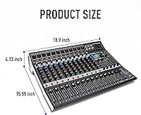 Vista 9 de 12-Channel Bluetooth Studio Audio Mixer 99 Bit DSP Digital Processor w/USB MP3 for PC Recording Input, XLR Microphone Jack, 48V Power, For