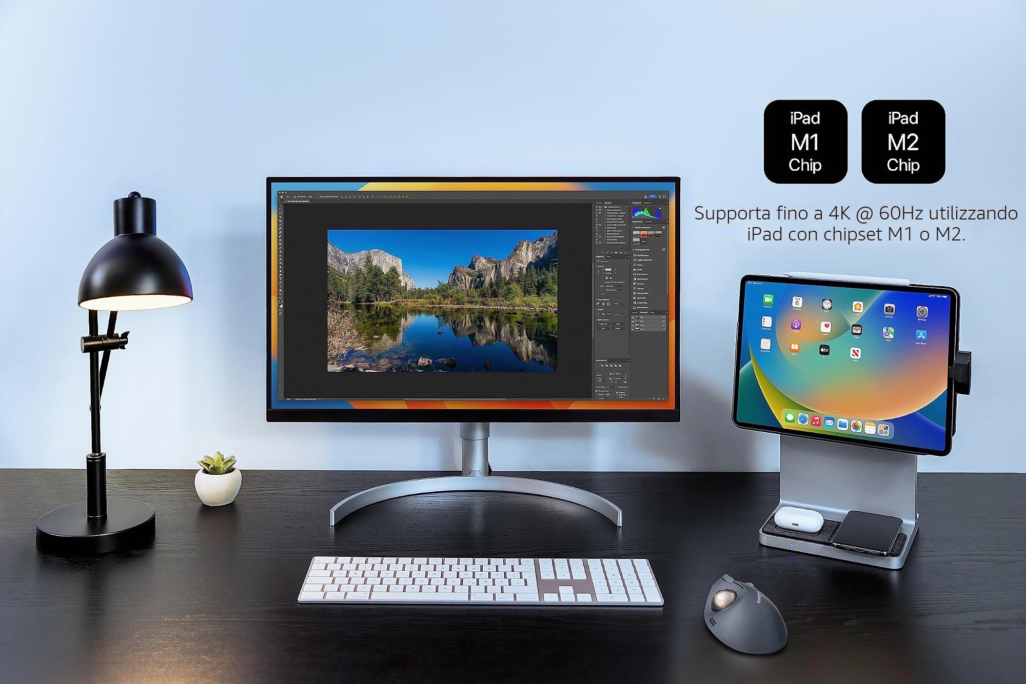 Kensington StudioDock iPad Pro Stand - Supporto Regolabile per iPad Pro 11 e iPad Air 2020+, Magnetico, Carica Rapida per iPad, iPhone e AirPods (K34031WW)