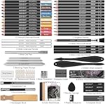HIFORNY 76 PCS Set de dessin Kit de croquis,Crayons de sketch fournitures d'art Graphite,Charbon, Outils de prêt & Accessoires,Portable Zippered Travel Case pour les artistes & Débutants