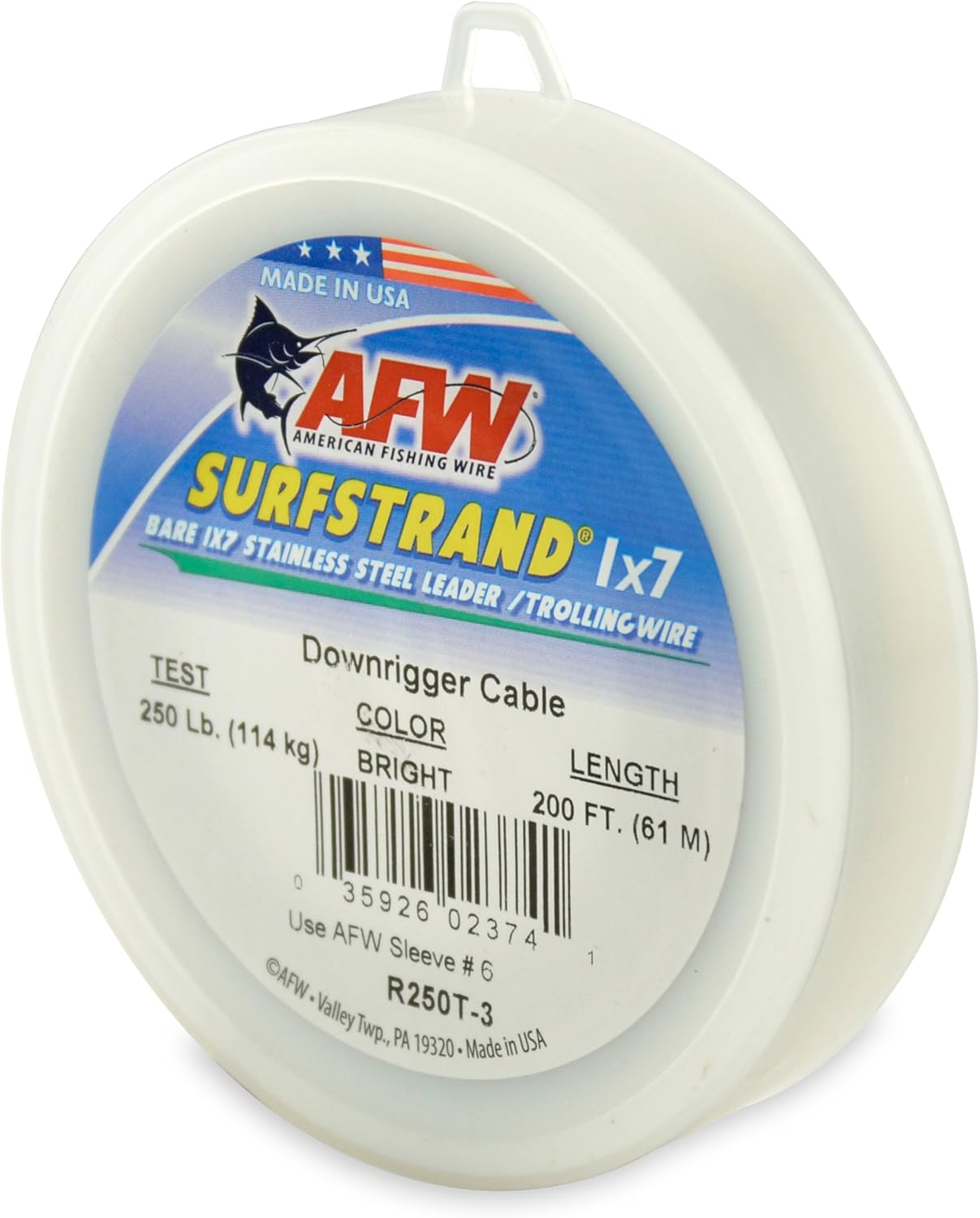 American Fishing Wire Surfstrand 1x7 Stainless Steel Downrigger Wire (No Assembly)