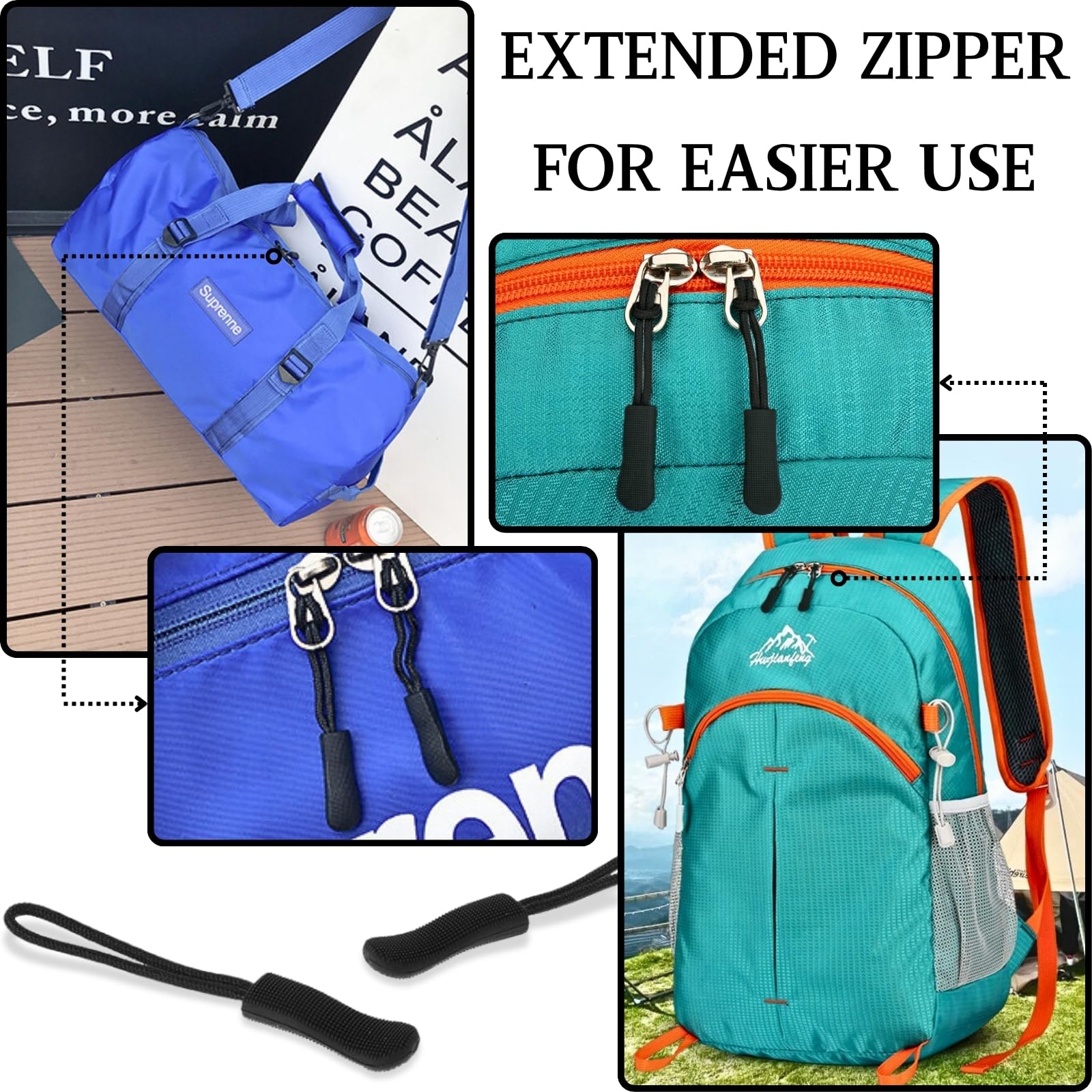 LUFFLOK 60 Stück Reißverschluss Zipper, Schwarze Reißverschluss Anhänger, Ersatz Zipper für Kleidung, Rutschfeste Zipper Tags für Reparatur Set, Rucksäcke, Zelte, Trolleykoffer, Jacken (Schwarz) Küche, Haushalt & Wohnen