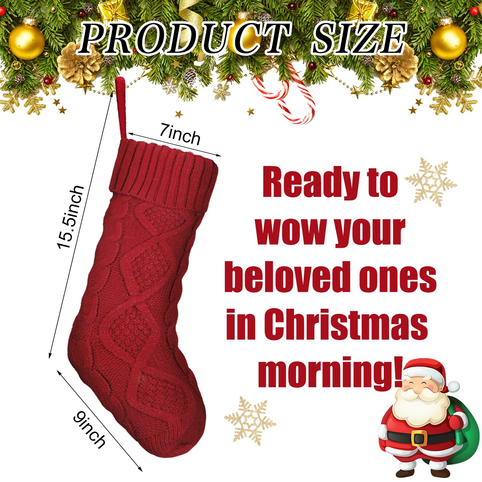 Sosation Lot de 18 chaussettes de Noël lumineuses de 45,7 cm avec étiquettes nominatives et support de chaussette de Noël pour cheminée et cheminée - Cadeaux de Noël à suspendre avec guirlande