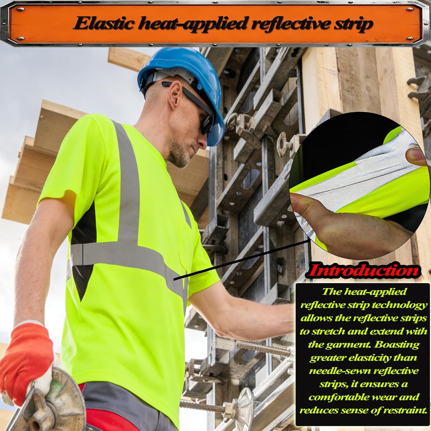 Hi Vis Safety Shirts for Men Quick Dry, High Visibility Construction Shirts with Pocket, Class 2 Reflective Work T Shirts, 3PCS, Yellow L