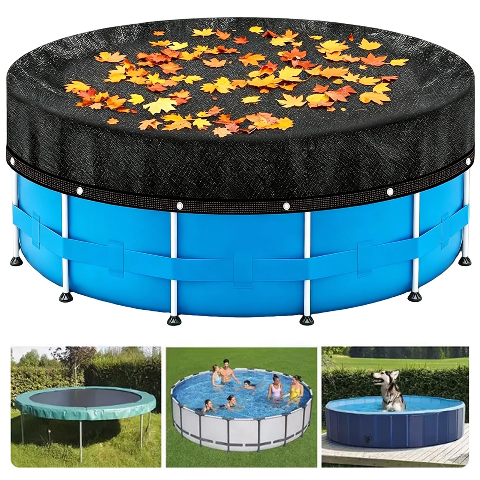 Runde Pool Laubschutznetz, 3.66m Schutznetz für Aufstellpools,Netz Poolabdeckung,Hält Blätter & Schmutz Fern,HDPE Sonnenschutznetz Außenbereich Reißfeste Anti & Verstopfungs Mesh