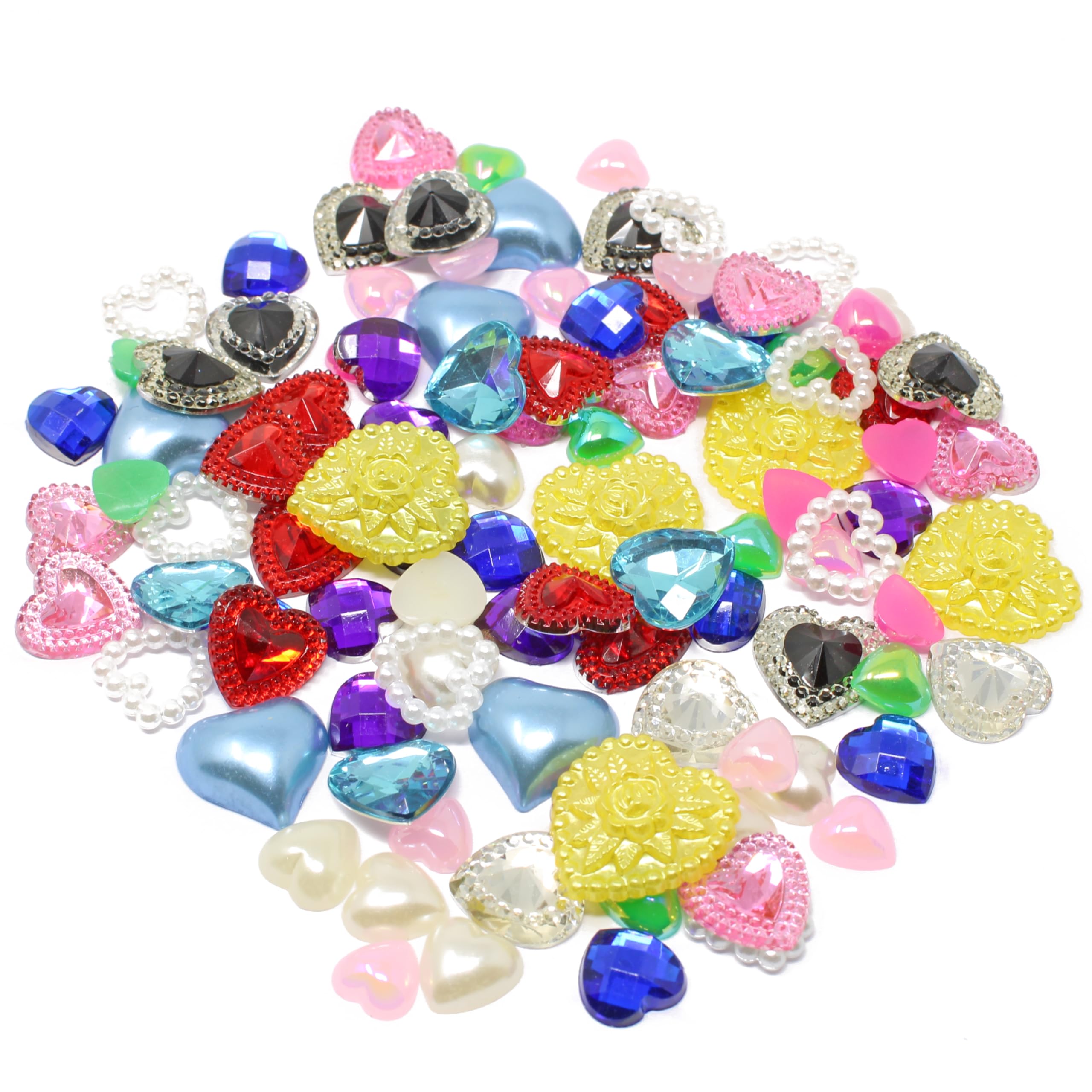Wedding Touches Multicolor 100 Mix Multi Colour Resin Heart Flatbacks Craft Cardmaking Embellishments