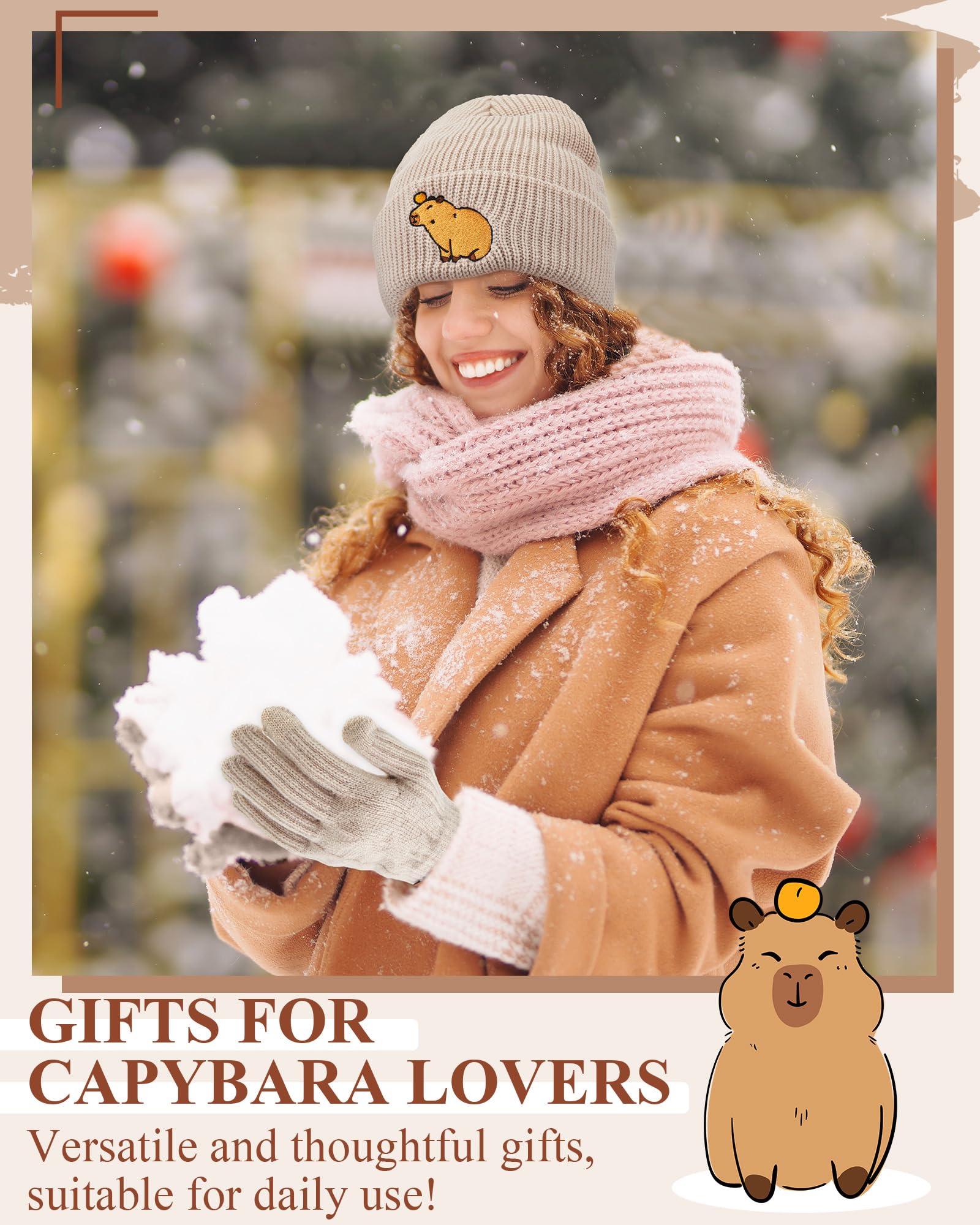 Geyoga Teckel Chien Saucisse Cadeaux Thématiques Ensemble Bonnet et Gants pour Femme Chapeau d'Hiver Chaud et des Gants Chauds pour Propriétaire de Chien Amoureux des Chiens