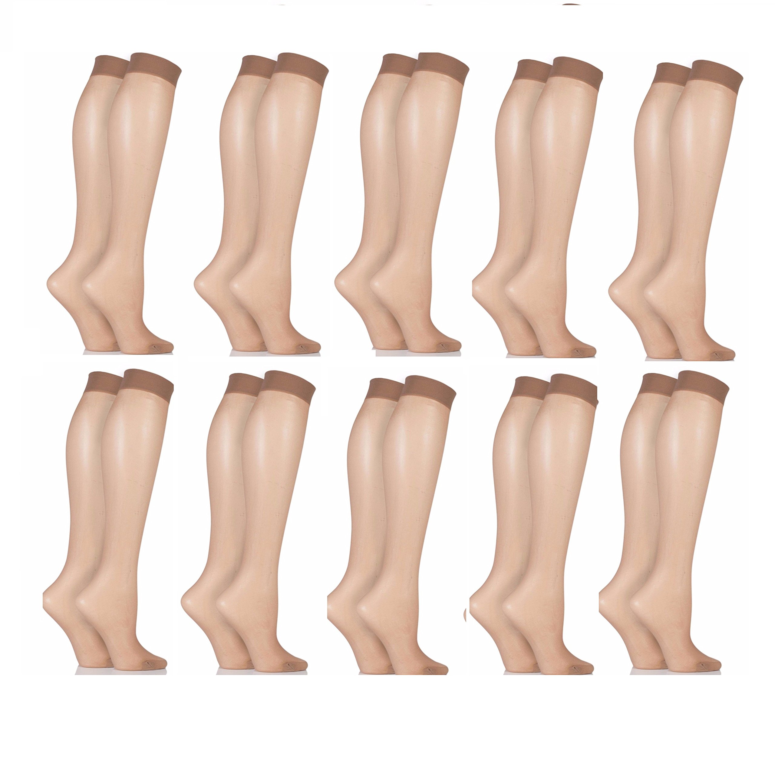 Mytoptrendz® Women 15 Denier Sheer Knee High Trouser Pop Socks (Natural- 10 pair)…