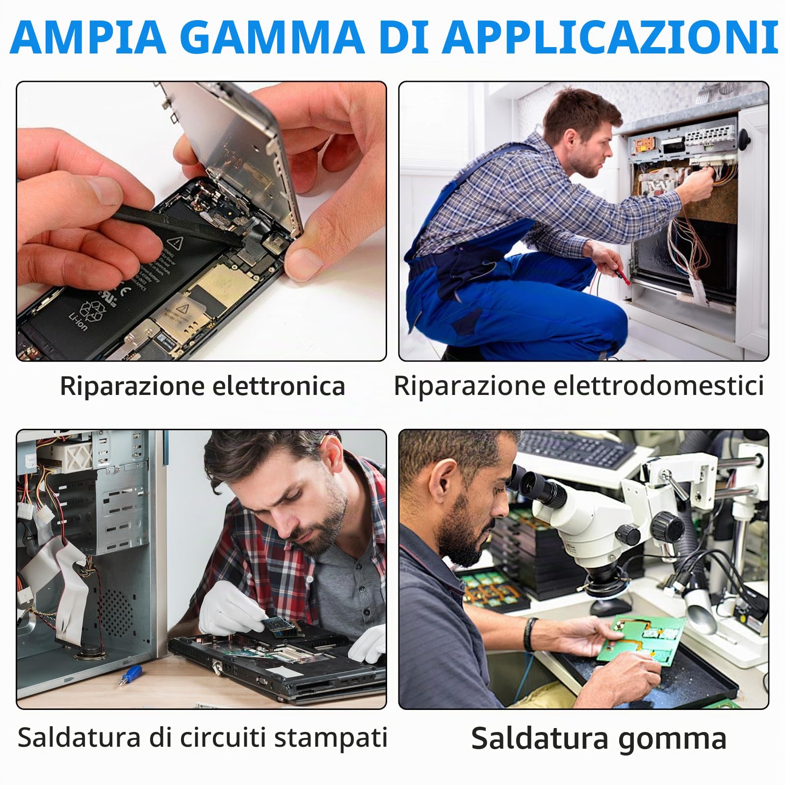 Stazione Saldante Aria Calda 858D, Stazione Dissaldante 700 W con 3 Ugelli, Display Digitale 100-450 °C, per Saldatura e Dissaldatura SMD (Spina UE)