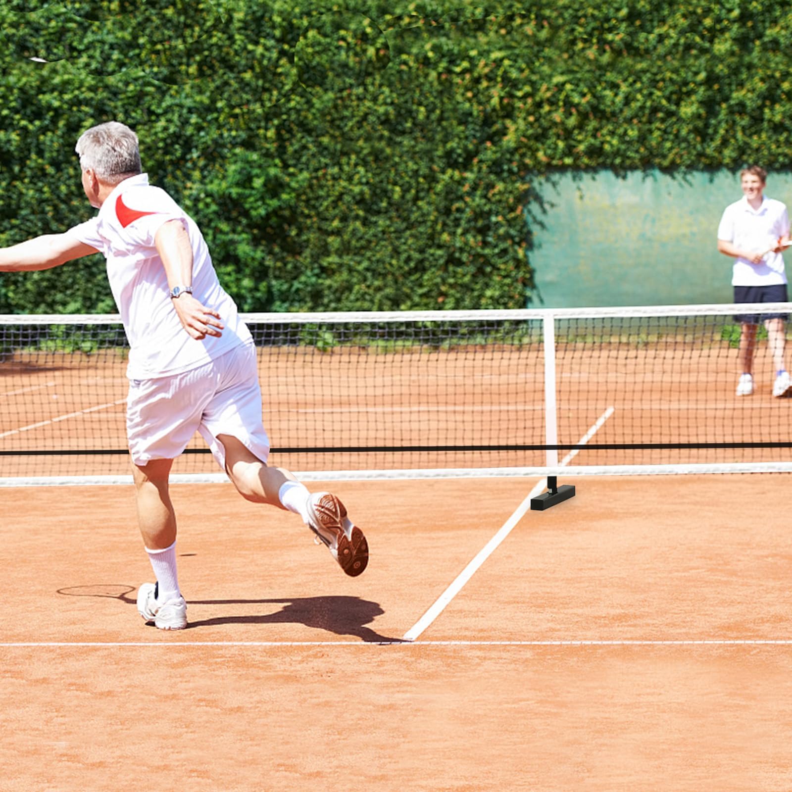 COSTWAY 670 x 92cm Tennisnetz tragbar, Pickleball-Netz in offizieller Größe mit Metallrahmen & Tragetasche, Volleyballnetz Federballnetz Outdoor wetterfest für Kinder Erwachsene