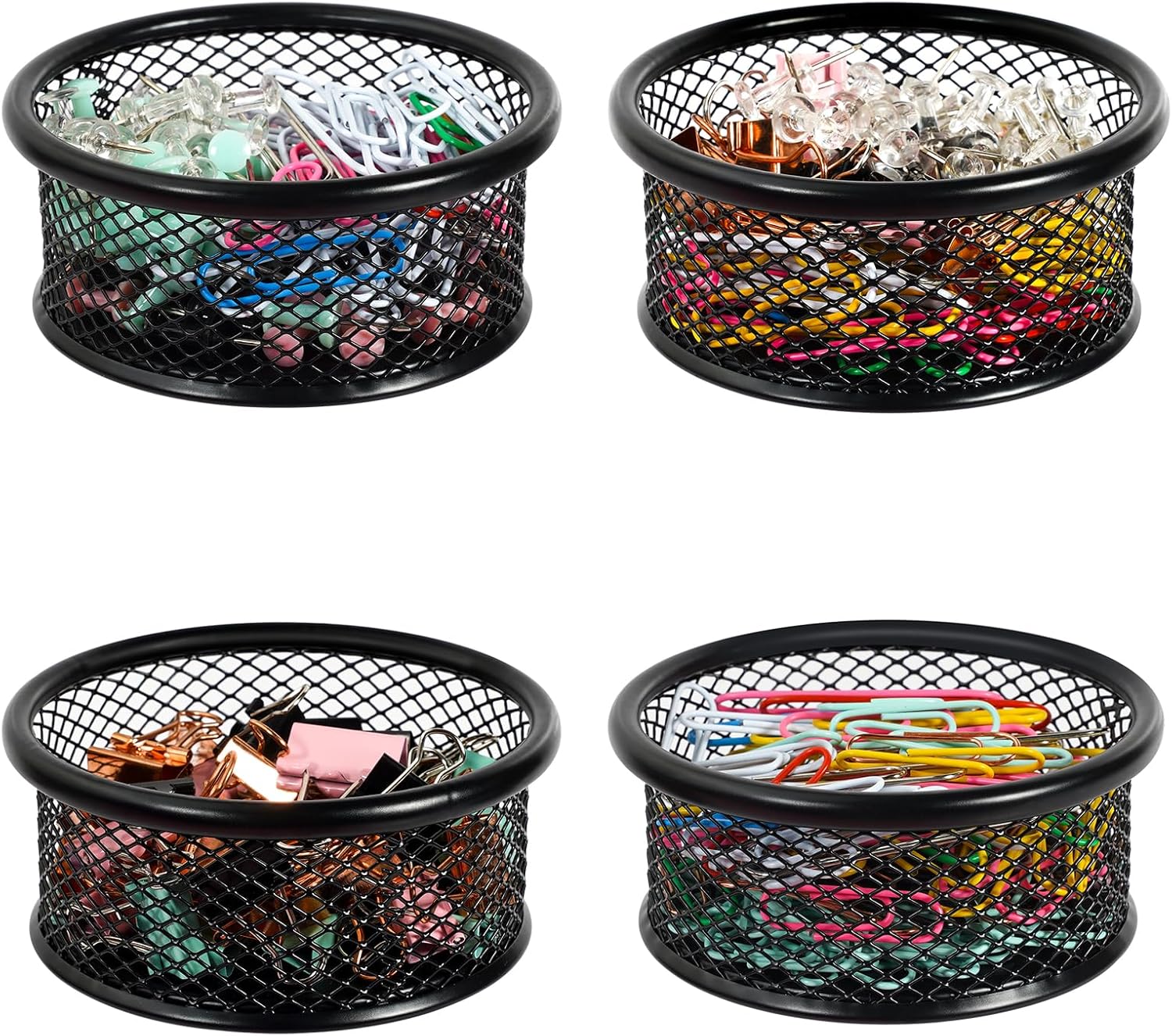 Soporte de clip de papel para escritorio, soportes de clip, soportes de malla para clips de papel de metal, organizador de clips de papel para