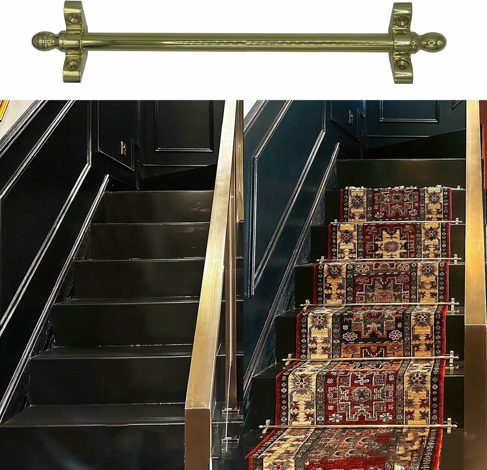 Varillas decorativas para escaleras interiores de latón pulido en salones y recibidores
