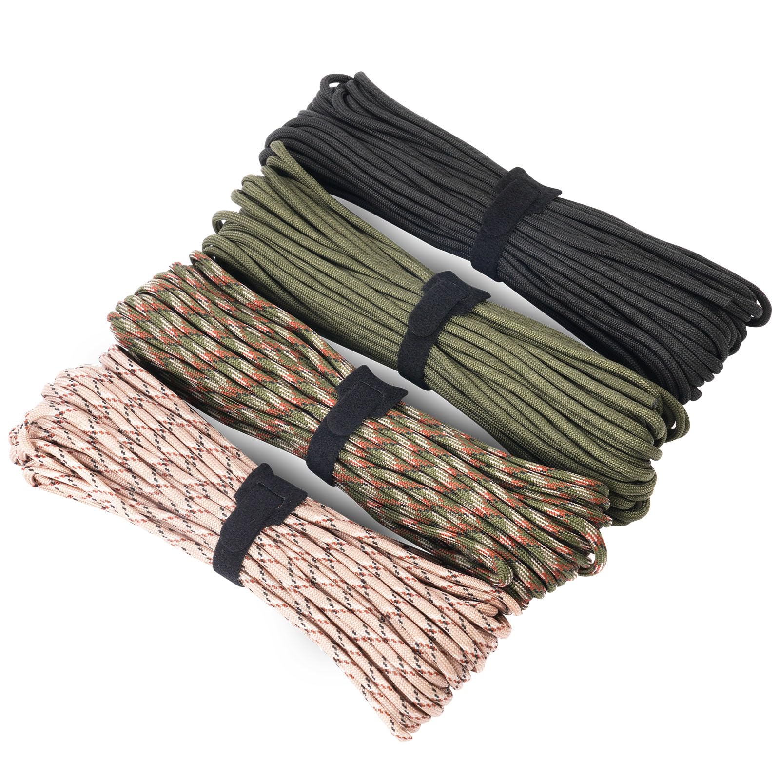 HOTUT 4 Pezzi Paracord 4mm 7 Fili, 100% Nylon Corda 15M Tipo III Corda da Paracadute per Il Campeggio all'aperto, Sopravvivenza, All'aperto, Fatto a Mano, 250kg Carico di Rottura