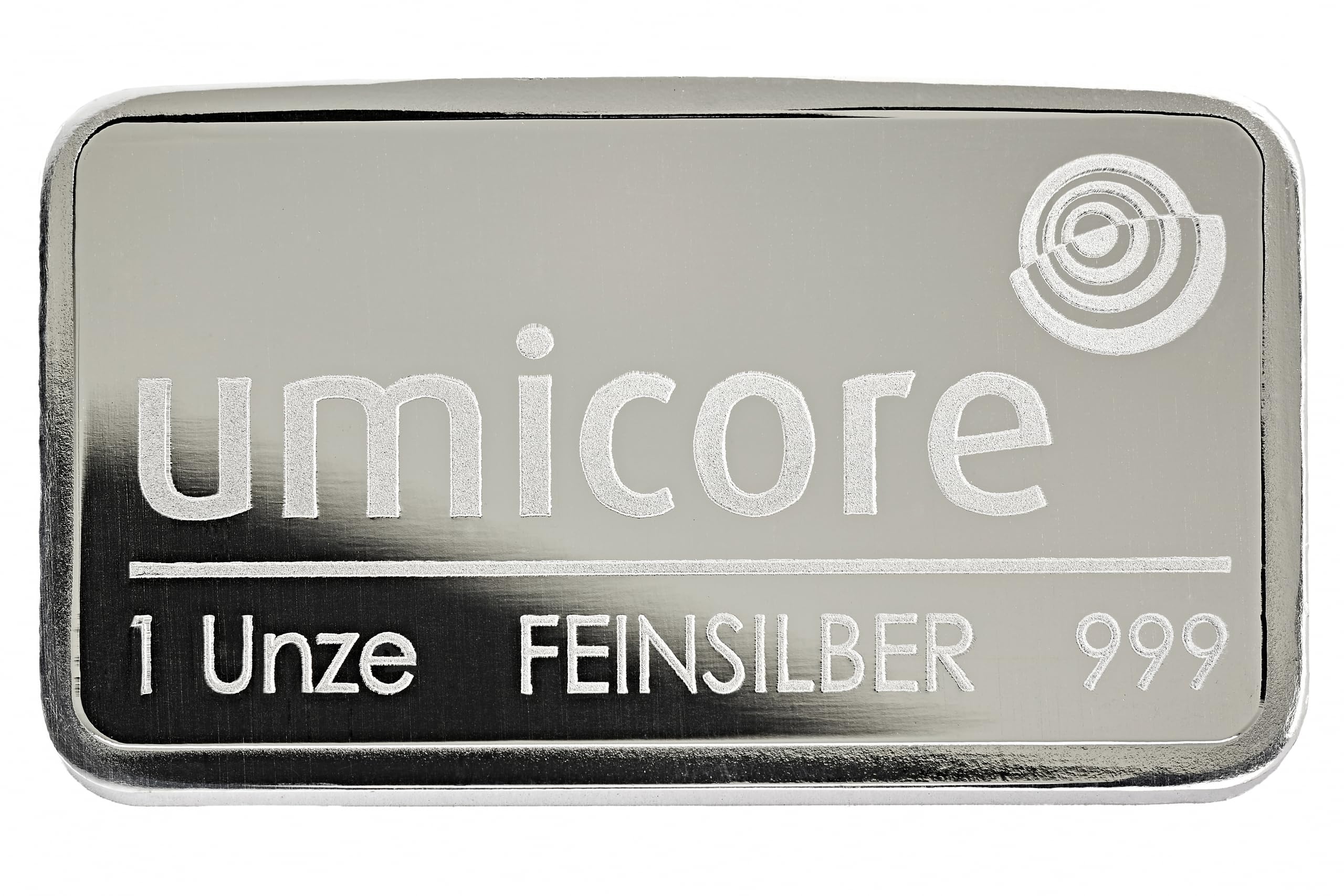 Silberbarren Umicore 999 Feinsilber – LBMA-zertifiziert – Anlagesilber mit Geschenkverpackung und Grußkarte (31,1g Silber)
