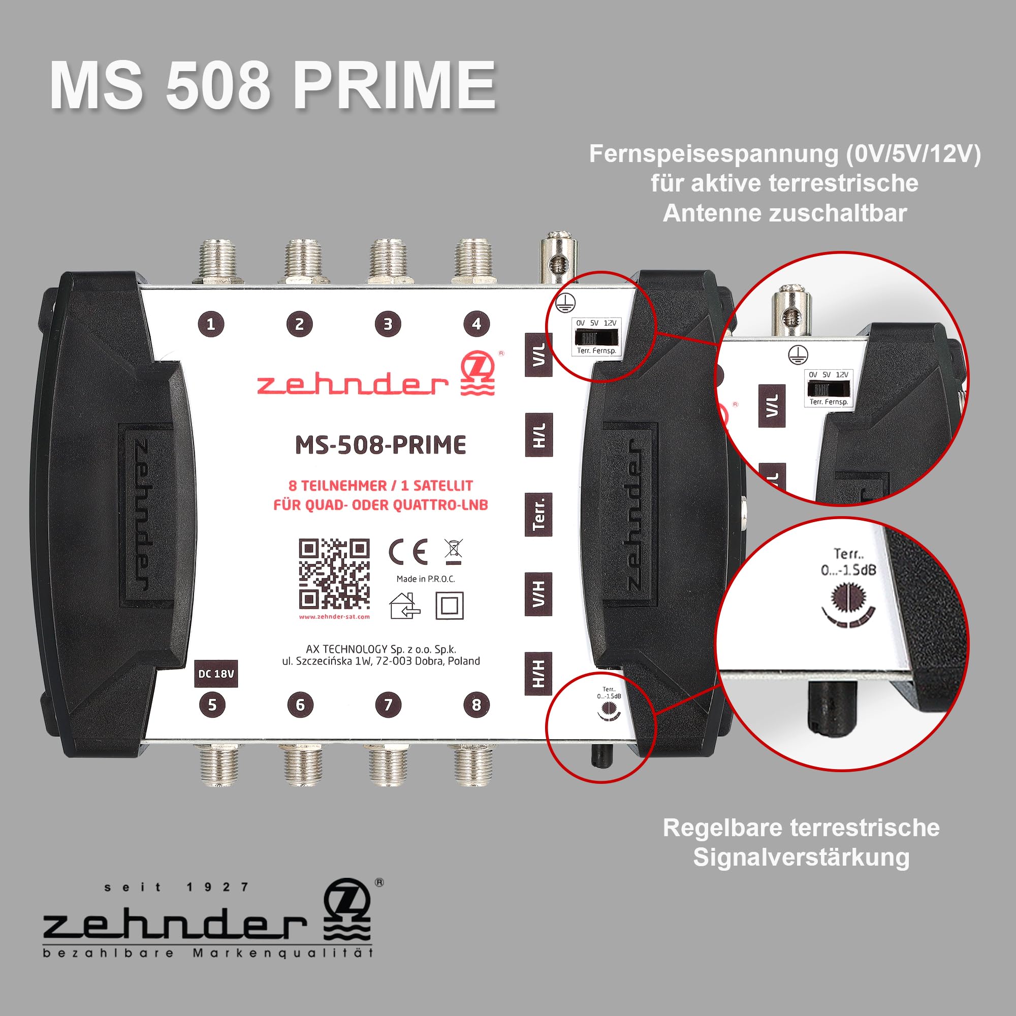 [ Test MOLTO BUONO *] Dieci 5/8 Multiswitch per Quattro & Quad LNB, multiswitch per 1 satellite e 8 partecipanti (TV, ricevitore satellite), distributore digitale HD 4K Matrix satellitare, antenna a