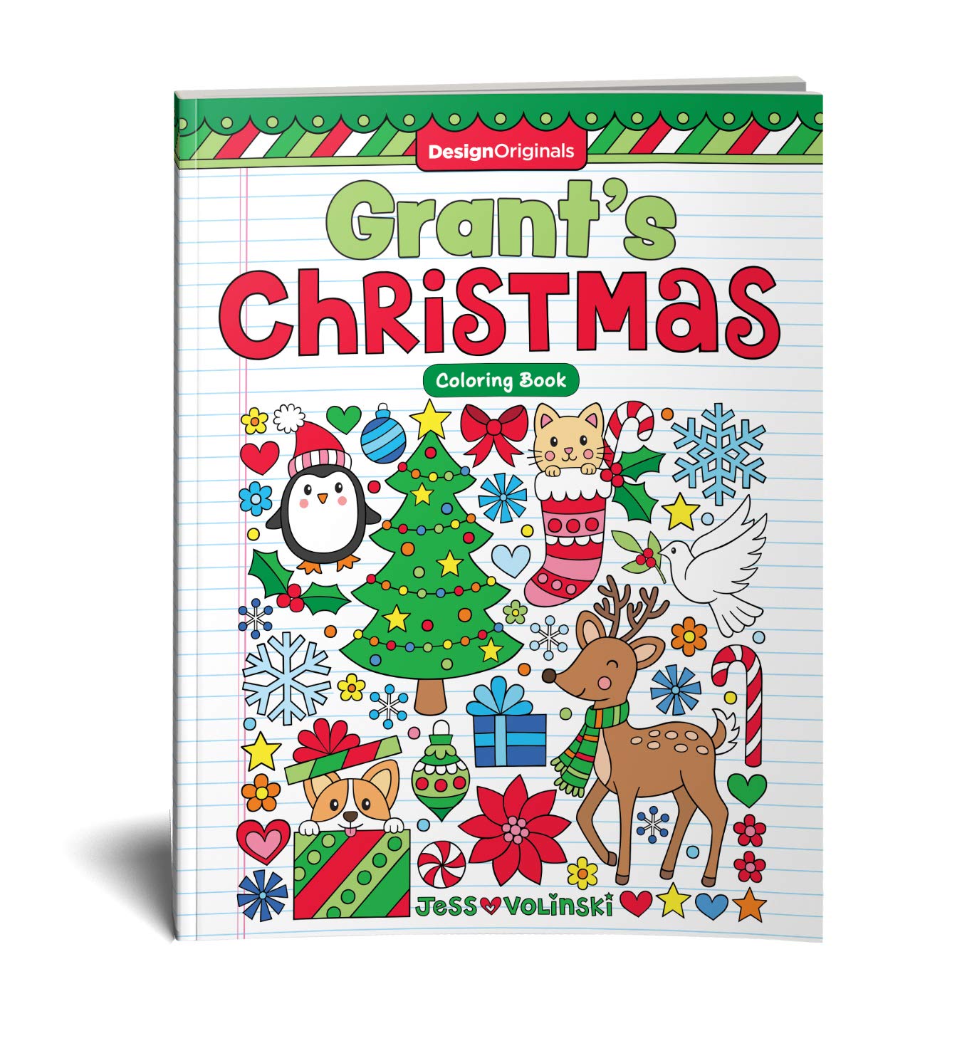 Notebook Doodles Christmas - Customized Coloring Book (Design Originals) Personalized with Name and a Special Note from You to Make a Thoughtful Gift for Kids and Tweens to Boost Self-Esteem