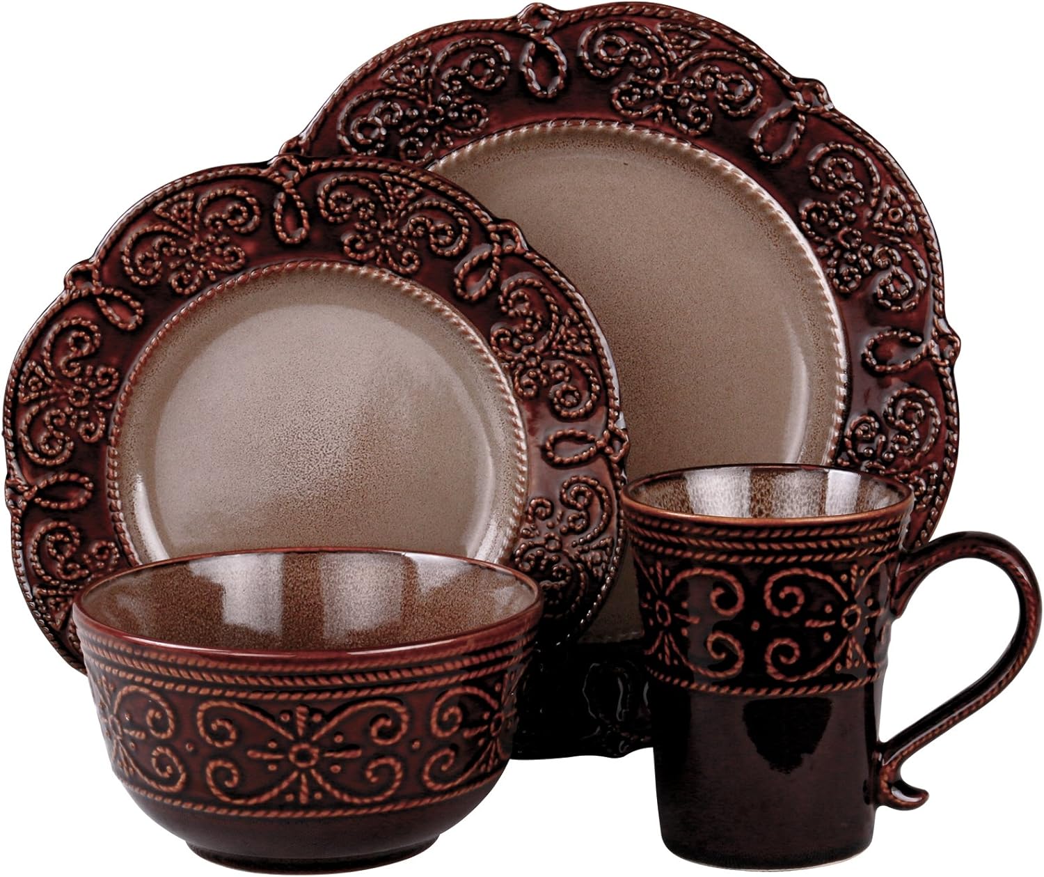 Elama’s Salia 16 Piece Stoneware Dinnerware Set