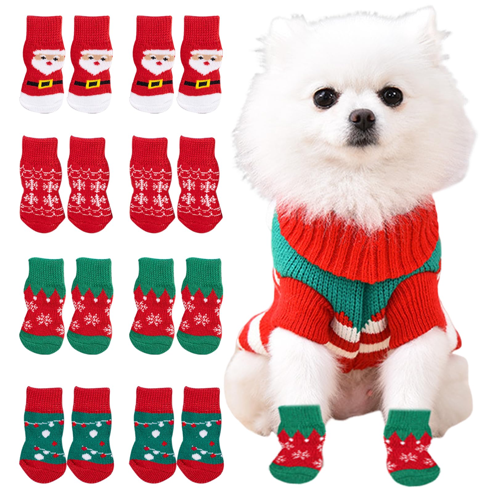 TYXHXTF Dog Christmas Outfit, Christmas Pet Clothes Dog, 16 PCS Christmas Dog Socks, Stop Licking Protector for Small Dogs