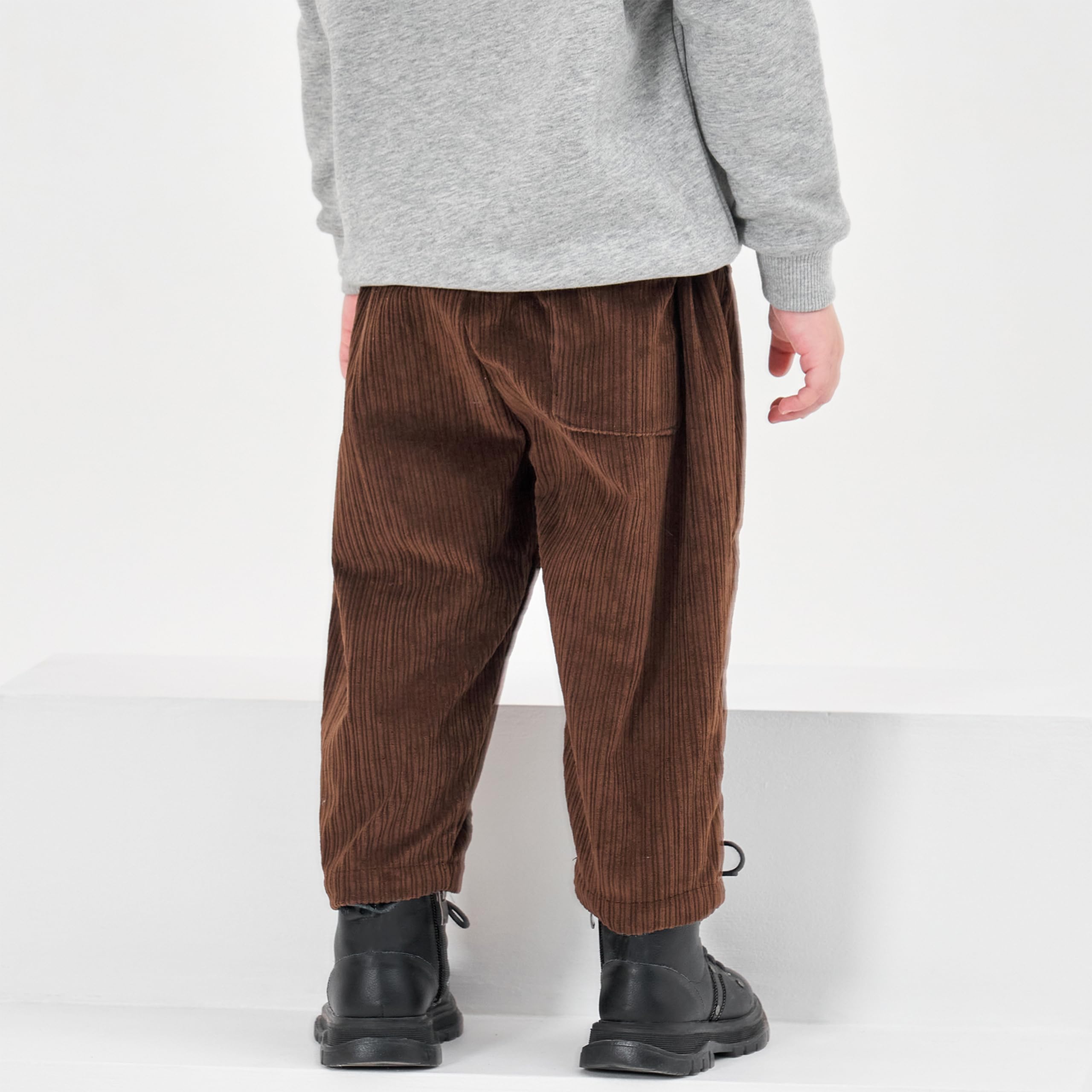 Volunboy Ragazzi Pantaloni Larghi in Velluto a Coste con Vita Elasticizzata e 3 Tasche per Bambini di 2-7 Anni
