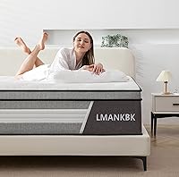 LMANKBK 12 Inch Queen Hybrid Mattress in a Box - Gel Memory Foam, Pocket Springs, Medium Firm Support, Pressure Relief & Cooling