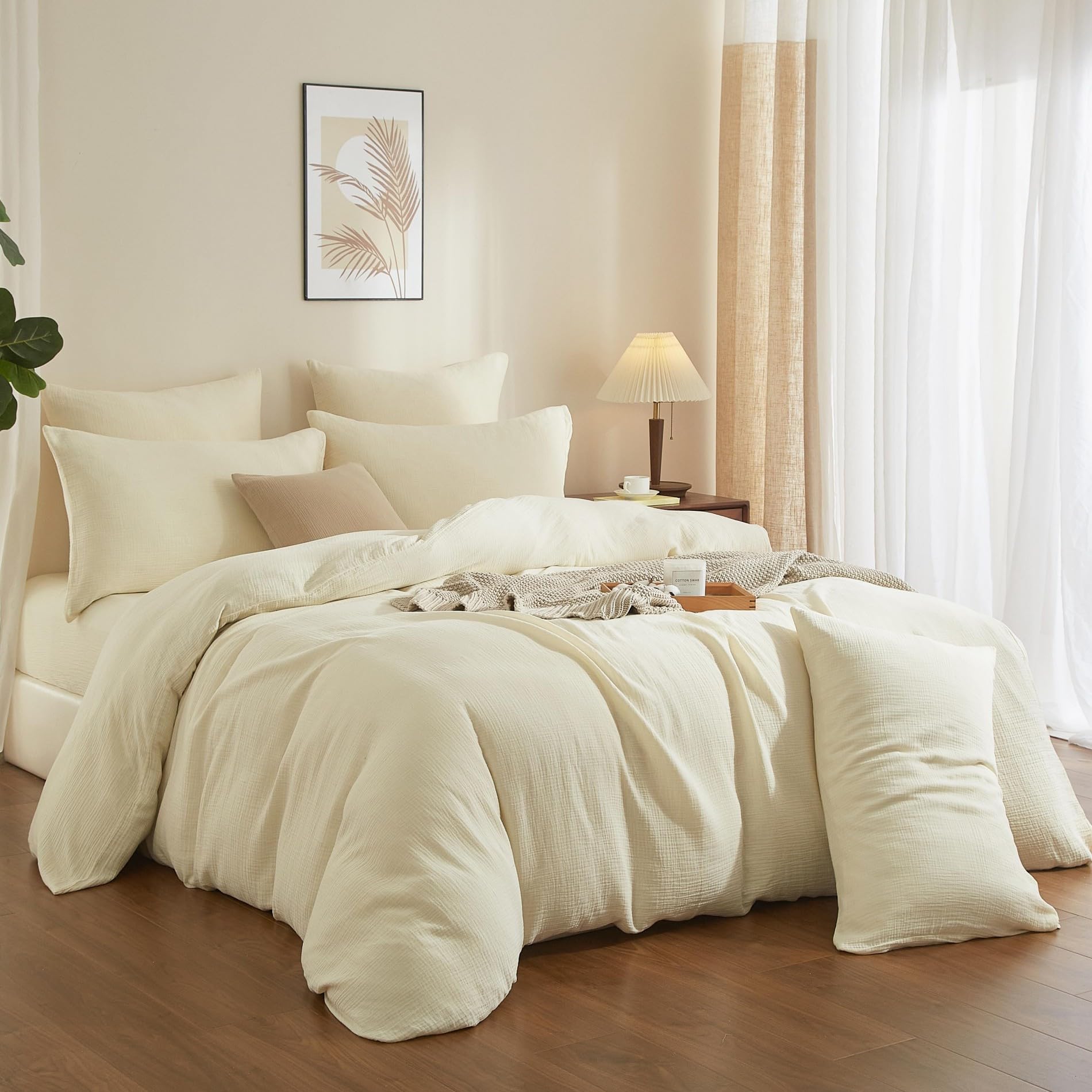 Housse de Couette Gaze de Coton 240x260 Respirante avec Fermeture Éclair