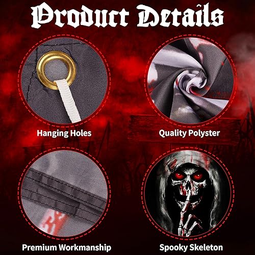 Miniatura 3 de FOIMAS Póster de Halloween para ventana, póster de esqueleto sangriento, decoración para fiesta de Halloween, decoración del hogar, accesorios de