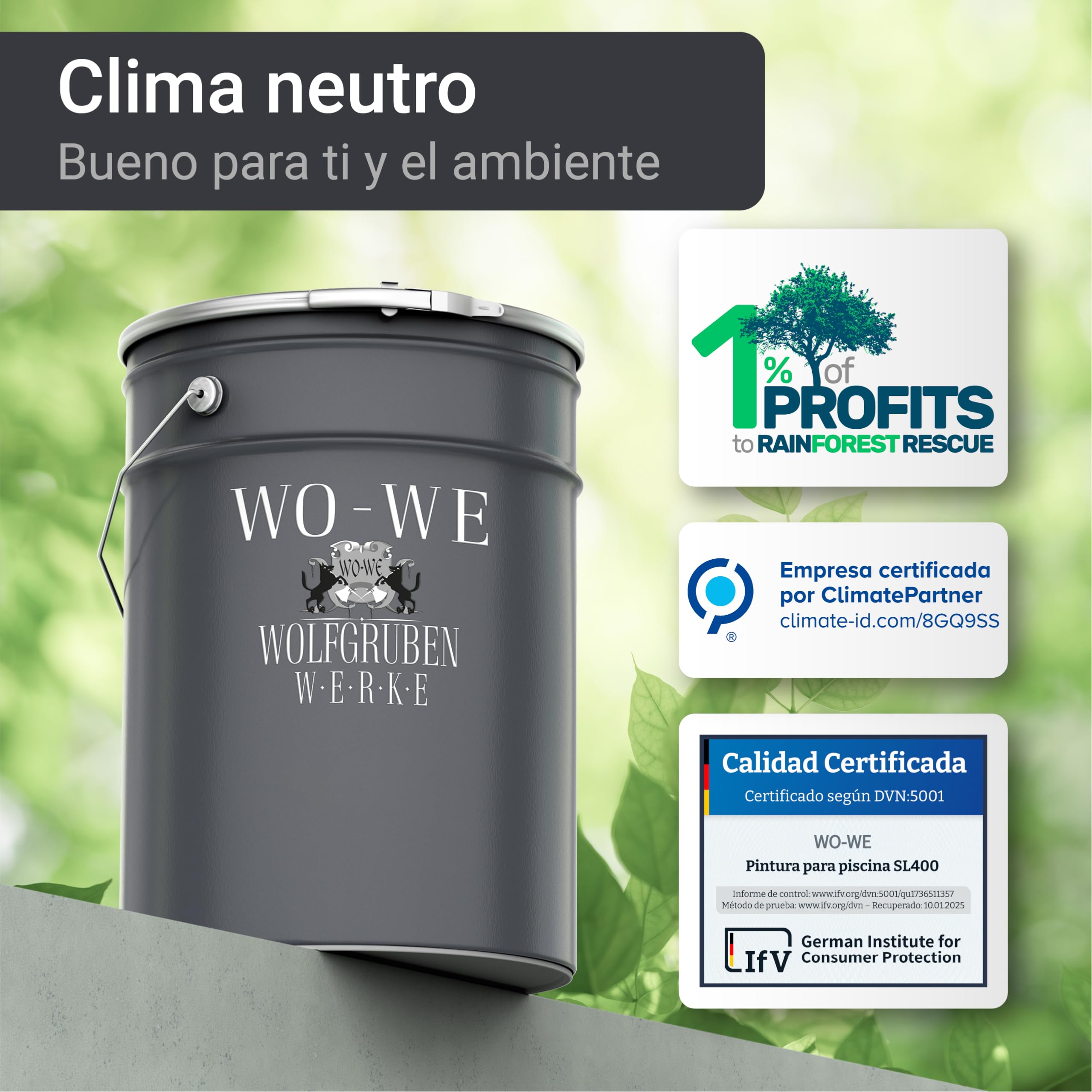 WO-WE Pintura para Piscinas Estanques Protección Resistencia Duradera SL400 Blanco - 5L