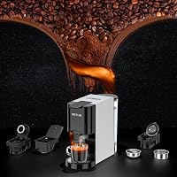 KOTLIE 4 az 1-ben Kapszulás Kávéfőző NES/DG/Őrölt Kávé/ESE Párnákhoz, 19 Bar, 1450W, 800ml Víztartály, Automata Kikapcsolás, Fekete 3