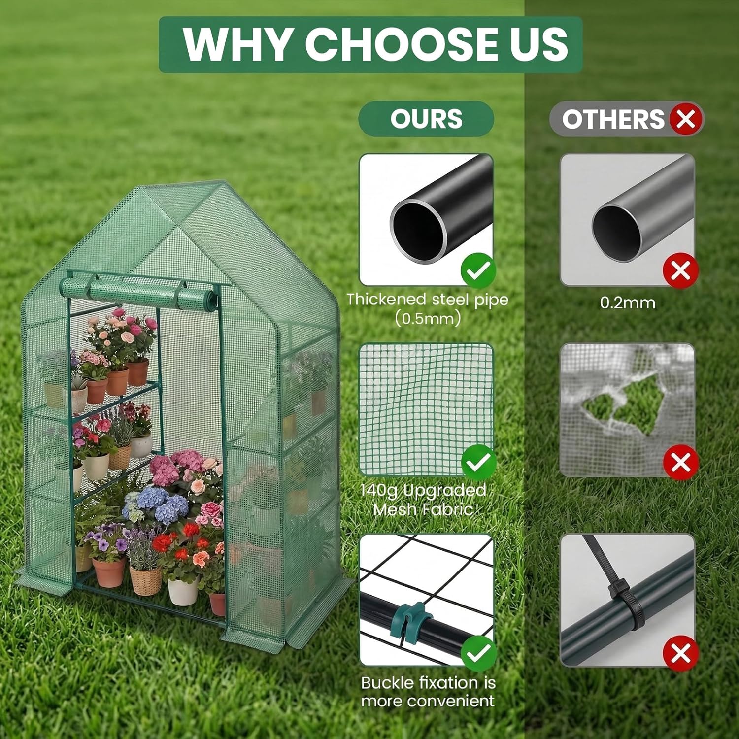 Greenhouse for Outdoors,55 x 28 x 78'' Small Greenhouse,Walk in Plant Greenhouses with 3 Tiers 6 Shelves,Heavy Duty with Durable PE Cover,Heavy Duty Plant Greenhouses for Garden and Backyard