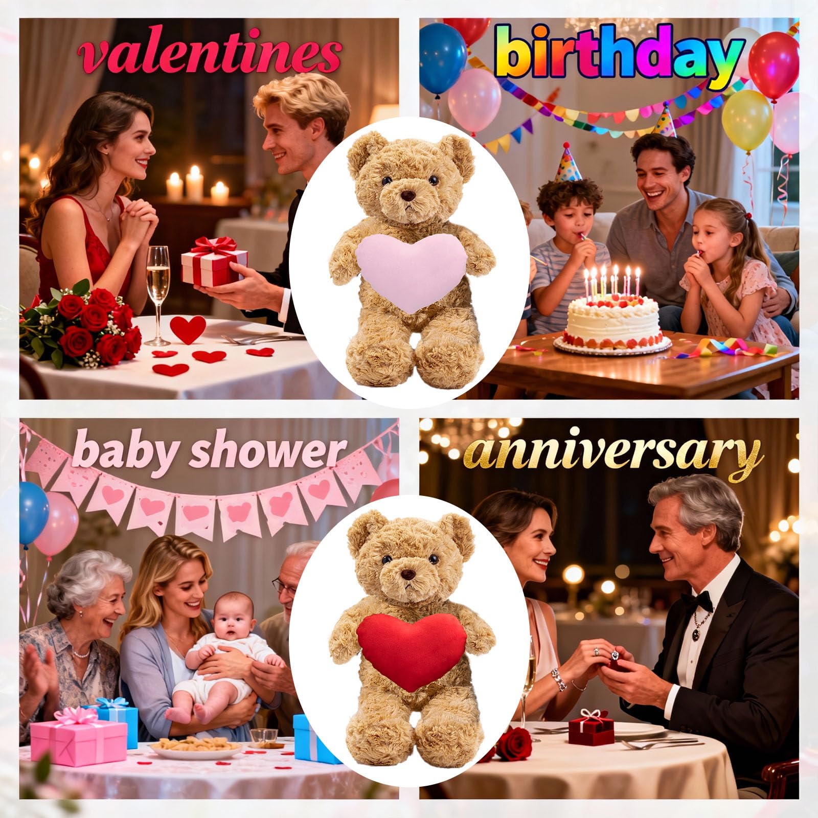 Osito De Peluche Gigante Personalizado con Corazón 50 cm A 125 cm, Big Teddy Bear con Texto Y Foto Personalizable como Osito De Peluche Regalo para San Valentín Navidad Cumpleaños
