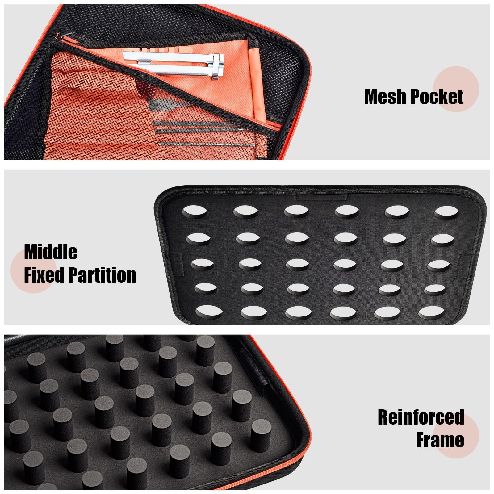 Estuche de almacenamiento de cadena de motosierra compatible con KAKEI/para Stihl/para DEWALT/para NEO-TEC/para UPFOREST/para cadenas Oregon 6-12 piezas, soporte organizador de transporte para