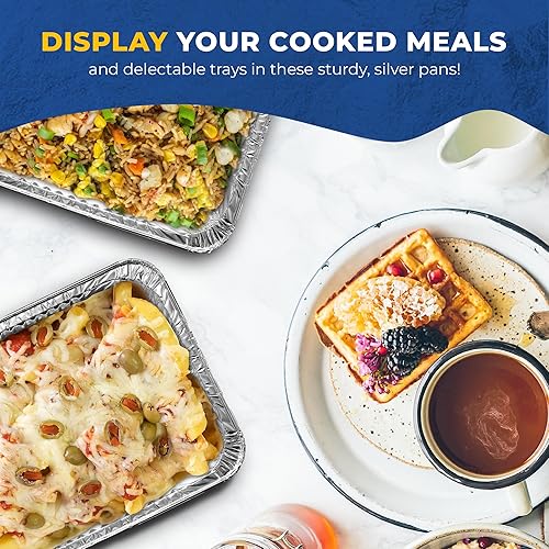 Miniatura 4 de KITCHAINER - Paquete de 30 sartenes de papel de aluminio de tamaño medio (9 x 13), sartenes de papel de aluminio desechables resistentes, moldes