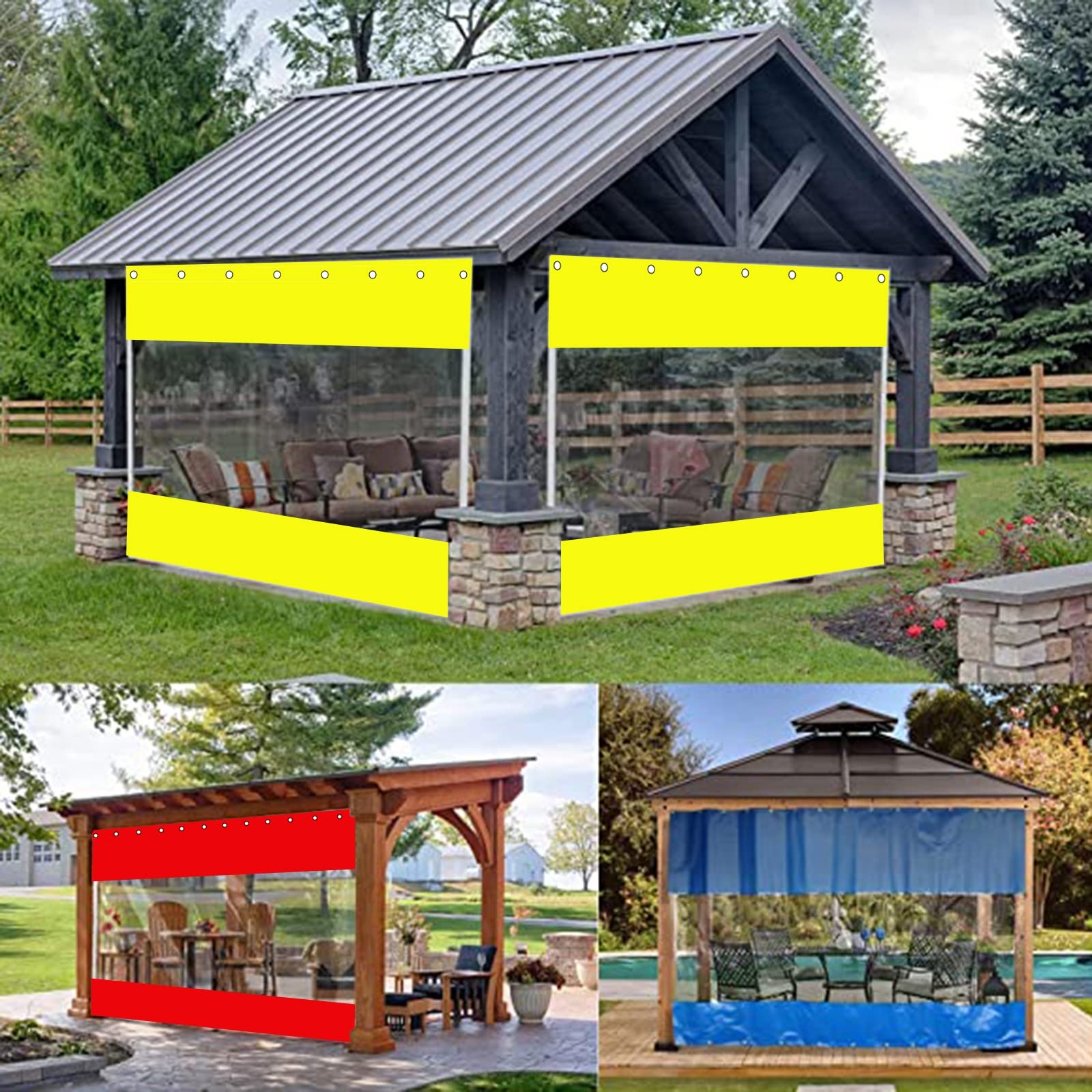 Bâche Transparente pour Porche, bâche Robuste avec œillets métalliques, pour pergola, Porche, ombrage de Jardin, Camping, Tapis de Sol, Rouge, 1 x 1 m